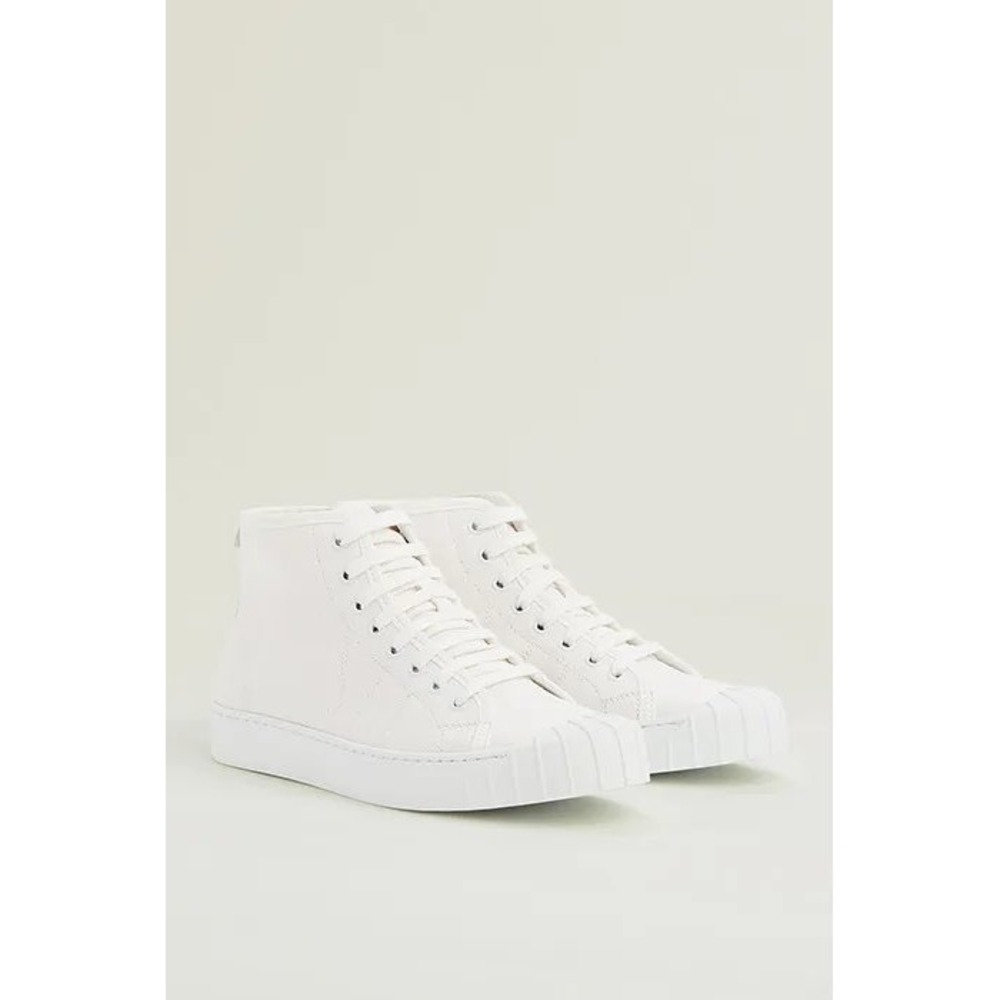 LK Bennett Taylor Canvas High Top Sneakers White Recycled Cotton Size 41 US 10